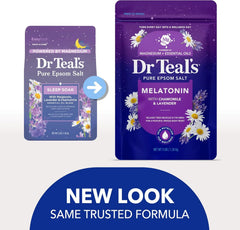 Dr Teal's Epsom Salt Magnesium Soak, Sleep Blend with Melatonin, Lavender & Chamomile Essential Oils, 3 lbs