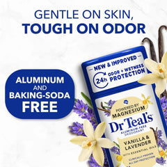 Dr Teal's Aluminum-Free Deodorant, Vanilla & Lavender with Essential Oils, 2.5 oz (Pack of 3)
