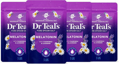 Dr Teal's Pure Epsom Salt, Melatonin Sleep Soak with Essential Oil Blend, 3 lb (Pack of 4)