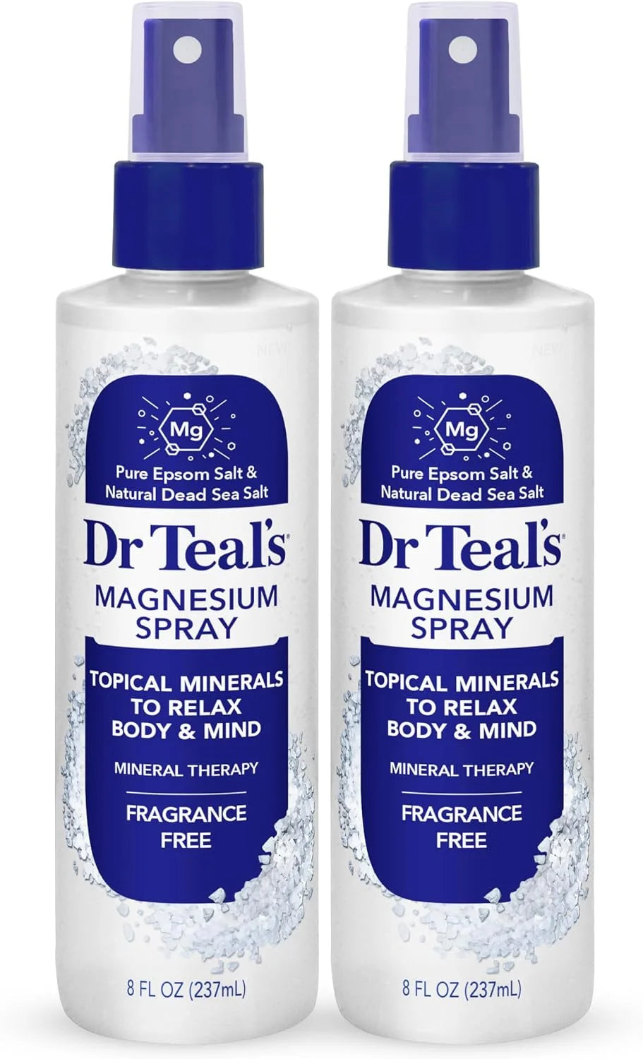 Dr Teal's Topical Magnesium Spray with Natural Dead Sea Salt, Fragrance Free, 8 fl oz (Pack of 2)