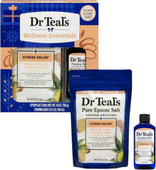 Dr Teal's Holiday Limited Edition Bath Gift Set | Epsom Salt Soak and Foaming Liquid, 14 oz Salt, 3 fl oz Bath (Citrus)