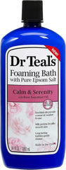 Dr. Teal's Calm & Serenity Pure Epsom Salt Foaming Bath Gift Set (3 Pack, 34 oz ea.) - Rose Essential Oils & Milk Protein Provide Stress Relief & Silky Smooth Skin - Long Lasting Bubbles Nourish Skin