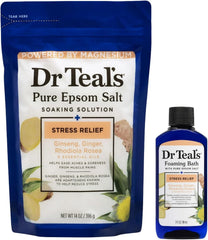 Dr Teal's Holiday Limited Edition Bath Gift Set | Epsom Salt Soak and Foaming Liquid, 14 oz Salt, 3 fl oz Bath (Citrus)